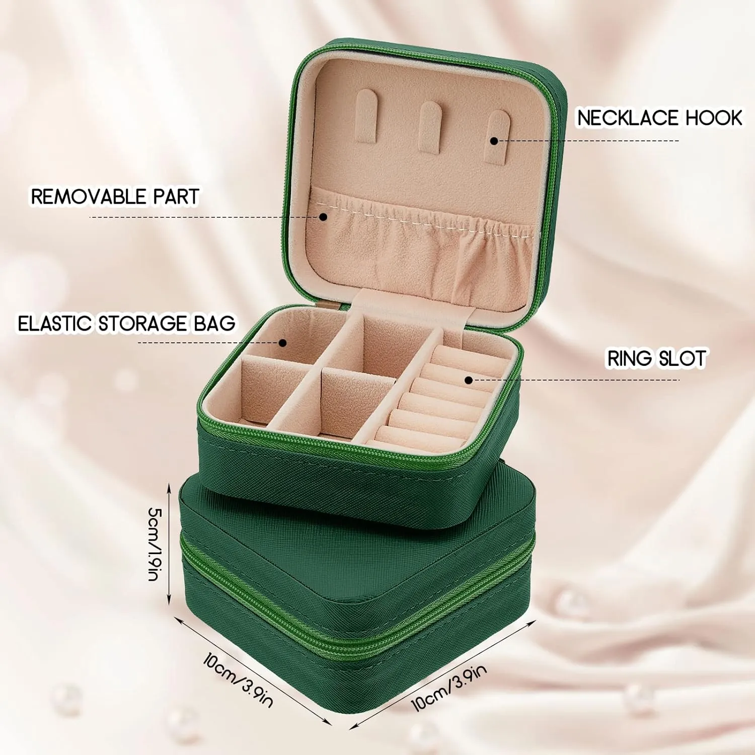 Taiyin 6 Pcs Travel Jewelry Case Organizer Bridesmaid Gift Boxes Mini Storage Organizer Box(Green)