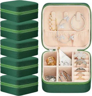 Taiyin 6 Pcs Travel Jewelry Case Organizer Bridesmaid Gift Boxes Mini Storage Organizer Box(Green)