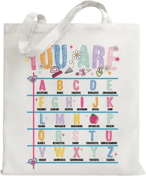 Teacher Appreciation Gifts Canvas Tote Bags for Teacher, Travel Beach Shopping Bag Summer Reusable Bag