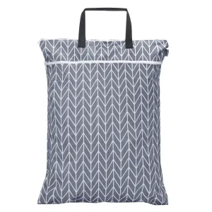 Teamoy Travel Hanging Wet Dry Bag Organizer (24.7 x 18 inches) with Two Compartments for Cloth Diaper, Laundry, Swimsuits and More, Easy to Hang Everywhere (L, Gray Arrow)