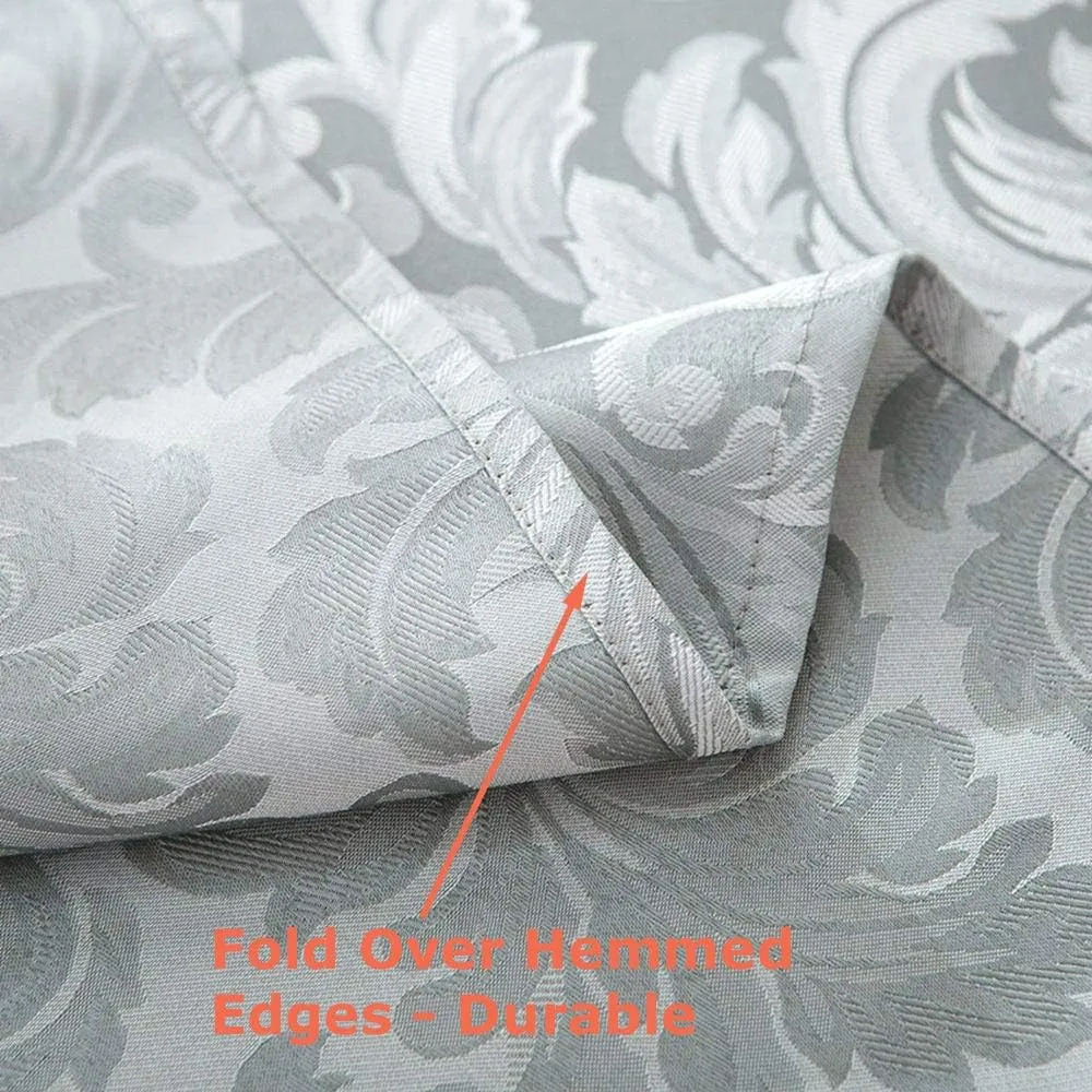 Tektrum Heavy Duty 60 X 102 inch Rectangular Damask Jacquard Tablecloth Table Cover - Waterproof/Spill Proof/Stain Resistant/Wrinkle Free - Great for Banquet, Parties, Dinner, Wedding (Silver Gray)