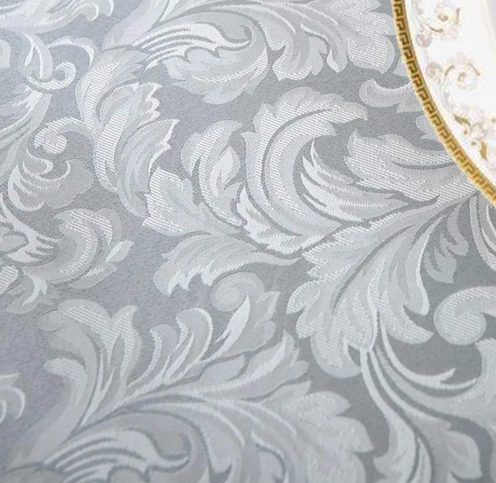 Tektrum Heavy Duty 60 X 102 inch Rectangular Damask Jacquard Tablecloth Table Cover - Waterproof/Spill Proof/Stain Resistant/Wrinkle Free - Great for Banquet, Parties, Dinner, Wedding (Silver Gray)