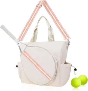 Tennis Bag Tennis Racket Tote for Women & Men Unisex - Sports Racquet Pickleball, Badminton, Squash Case Convertible Shoulder/Crossbody Strap Stylish Design, Large Compartment
