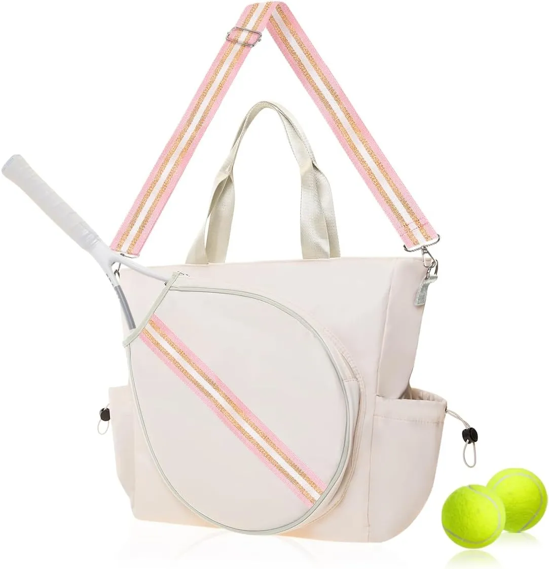Tennis Bag Tennis Racket Tote for Women & Men Unisex - Sports Racquet Pickleball, Badminton, Squash Case Convertible Shoulder/Crossbody Strap Stylish Design, Large Compartment