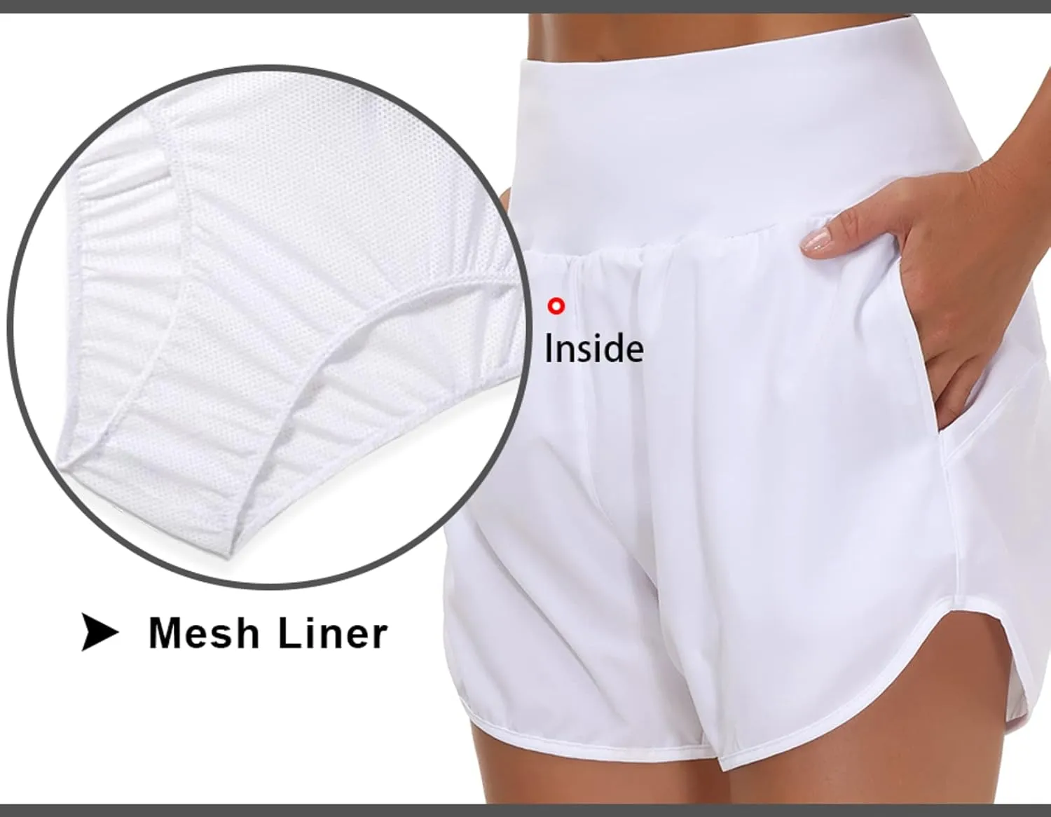 THE GYM PEOPLE Women’s High Waist Running Shorts with Liner Athletic Hiking Workout Shorts Zip Pockets
