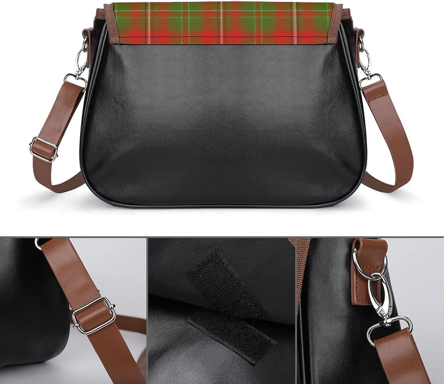 The Look of Warm Oak Wood Grain Texture Leather Decorative Crossbody Strap Backpack, Large Capacity Shoulder Bag
