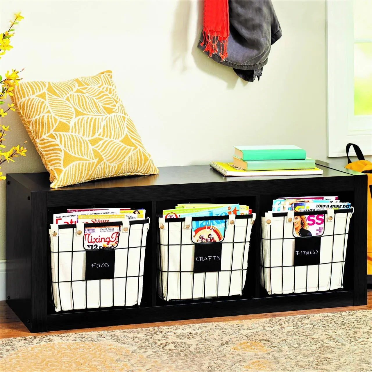 The  Medium Black Wire Basket Set with Chalkboard Labels & Liner
