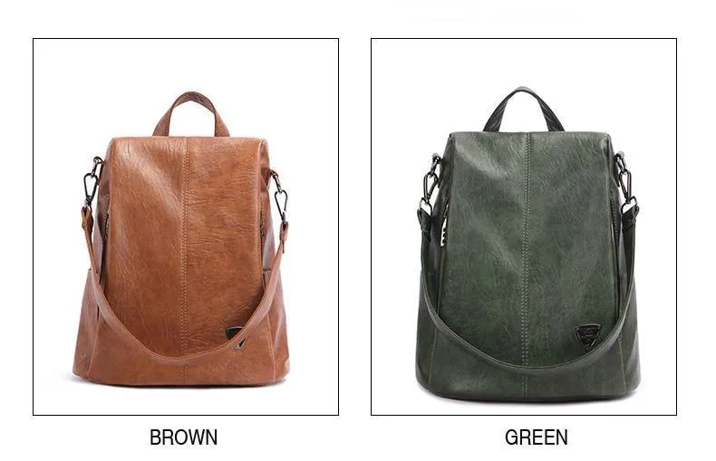 Theft Women's Backpack Streamlined Local shipping Leather Anti