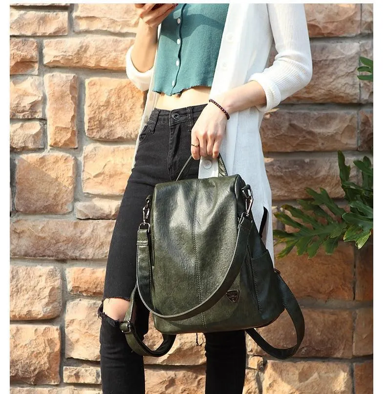 Theft Women's Backpack Streamlined Local shipping Leather Anti