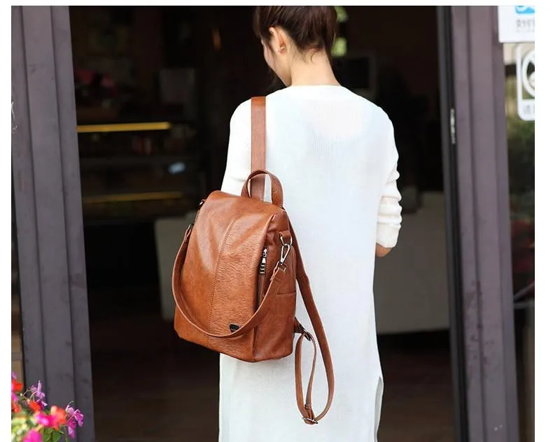 Theft Women's Backpack Streamlined Local shipping Leather Anti