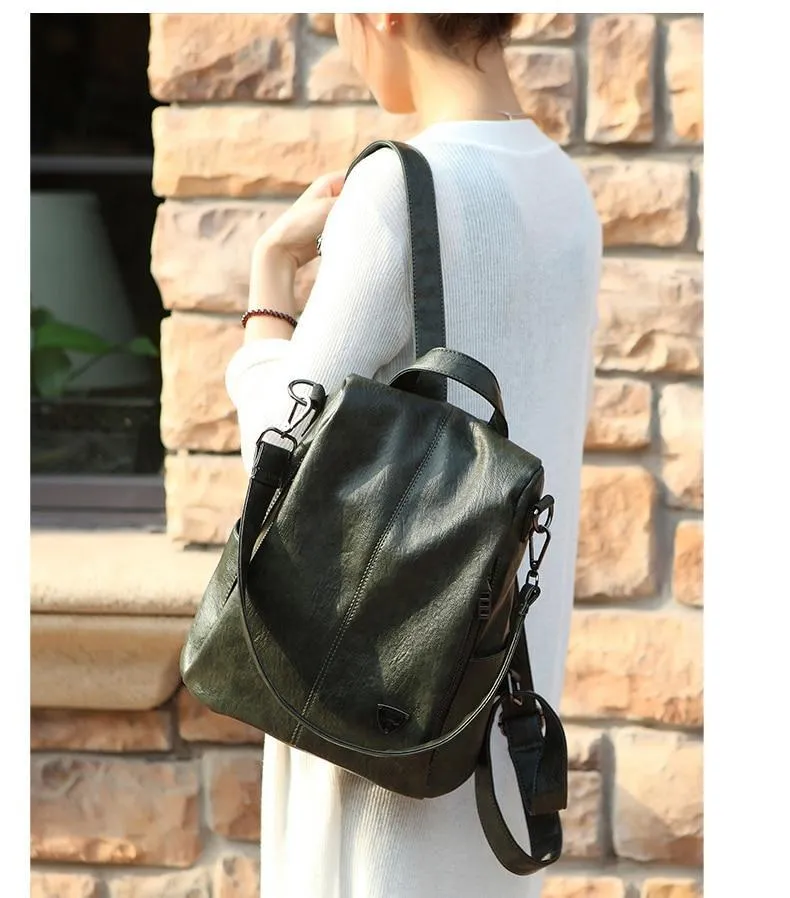 Theft Women's Backpack Streamlined Local shipping Leather Anti