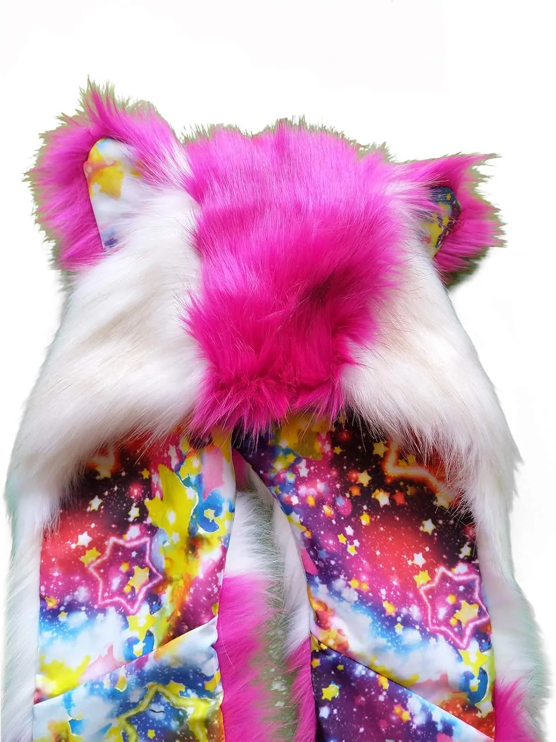 Thickened Animal Hat Hood Faux Fur Hood Scarfs Full Pockets Ear Cap Hoodie Furry Gloves