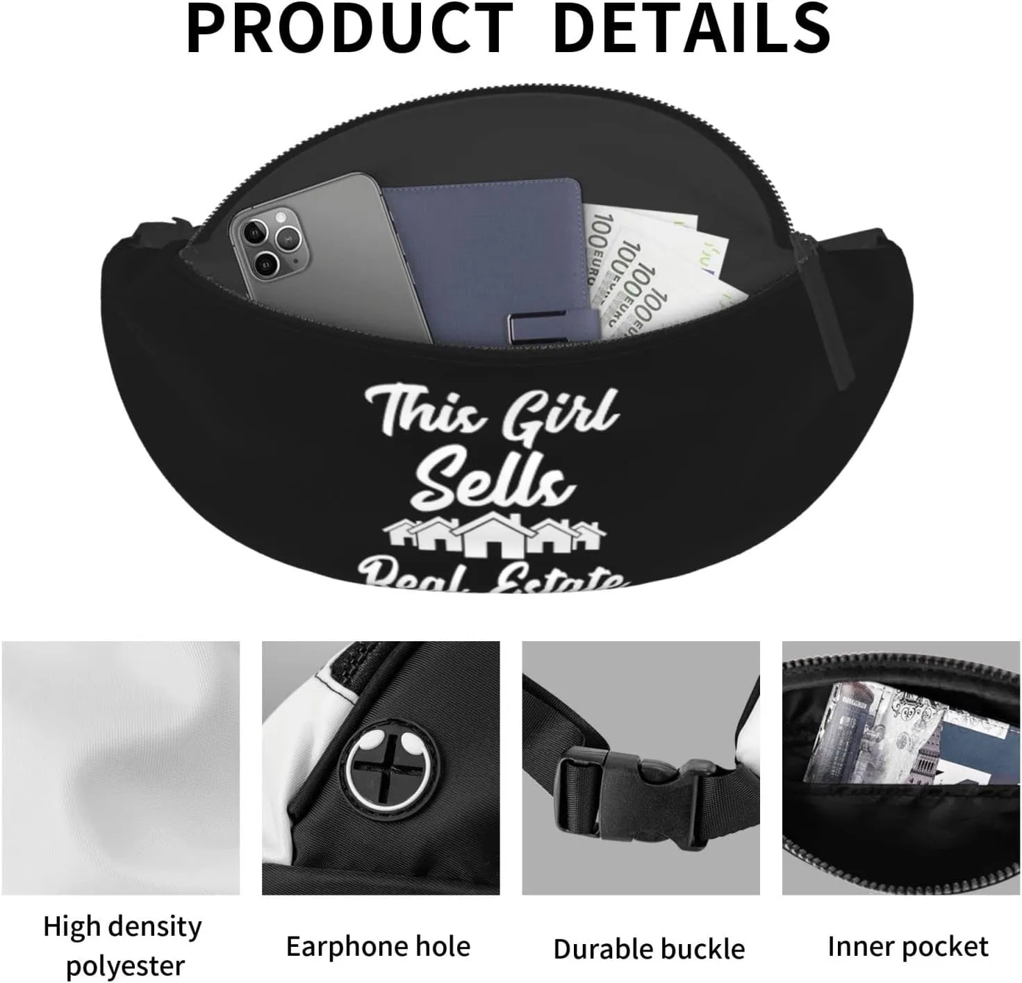 This Girl Sells Real Estate Adjustable Leisure Waistpack Outdoor Sports Running Waistpack Travel Phone Bag