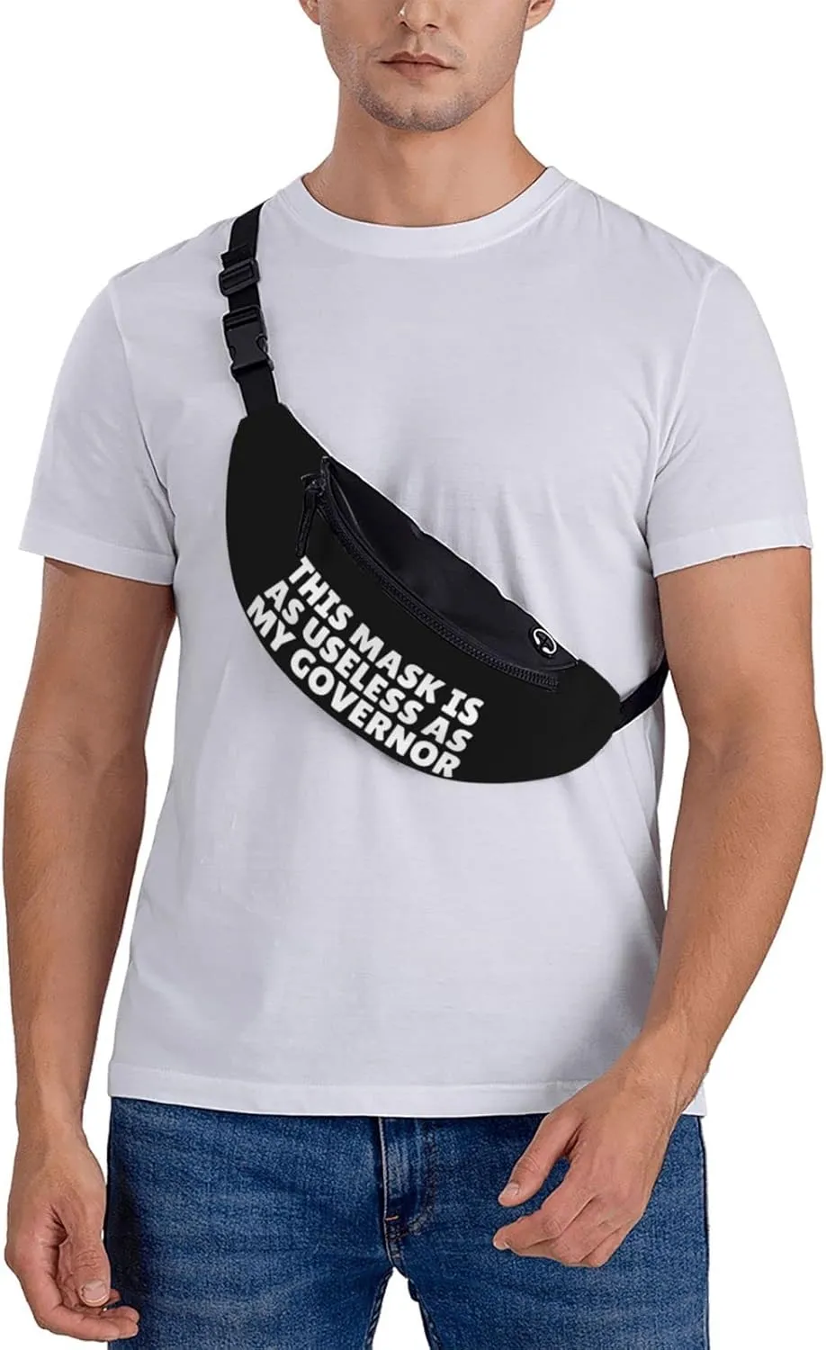 This Mask Is As Useless As The Governor Unisex Adjustable Waist Bag Outdoor Sports Running Waist Bag Business Travel Phone Bag