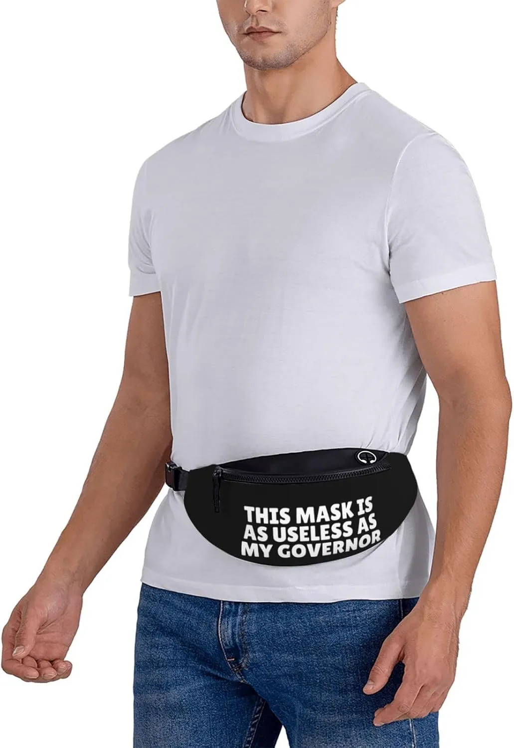 This Mask Is As Useless As The Governor Unisex Adjustable Waist Bag Outdoor Sports Running Waist Bag Business Travel Phone Bag