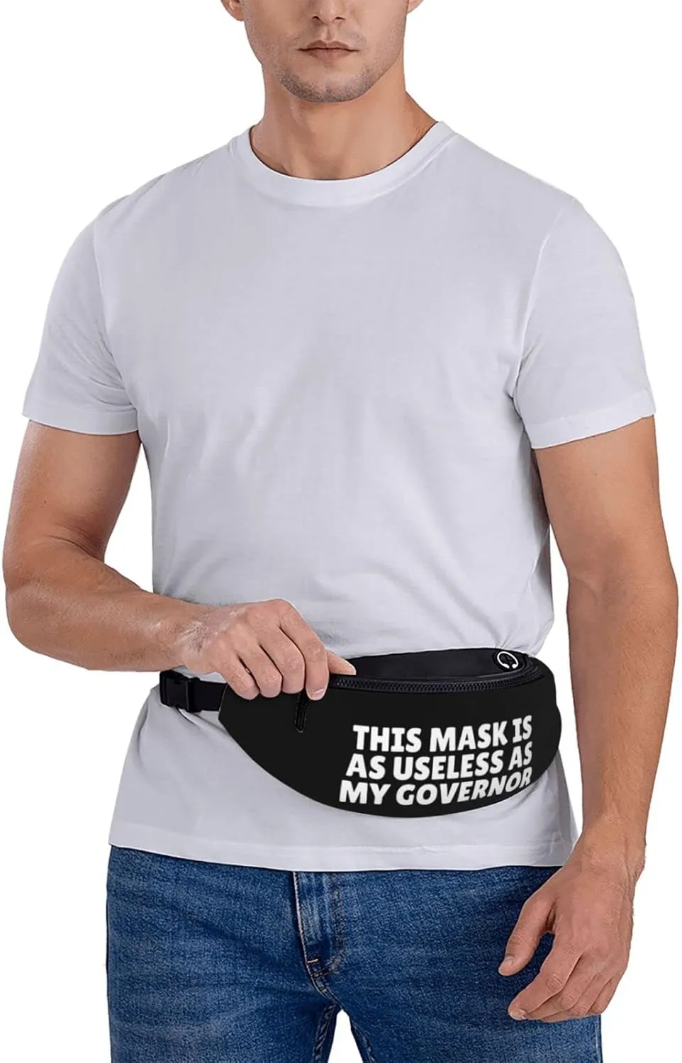 This Mask Is As Useless As The Governor Unisex Adjustable Waist Bag Outdoor Sports Running Waist Bag Business Travel Phone Bag