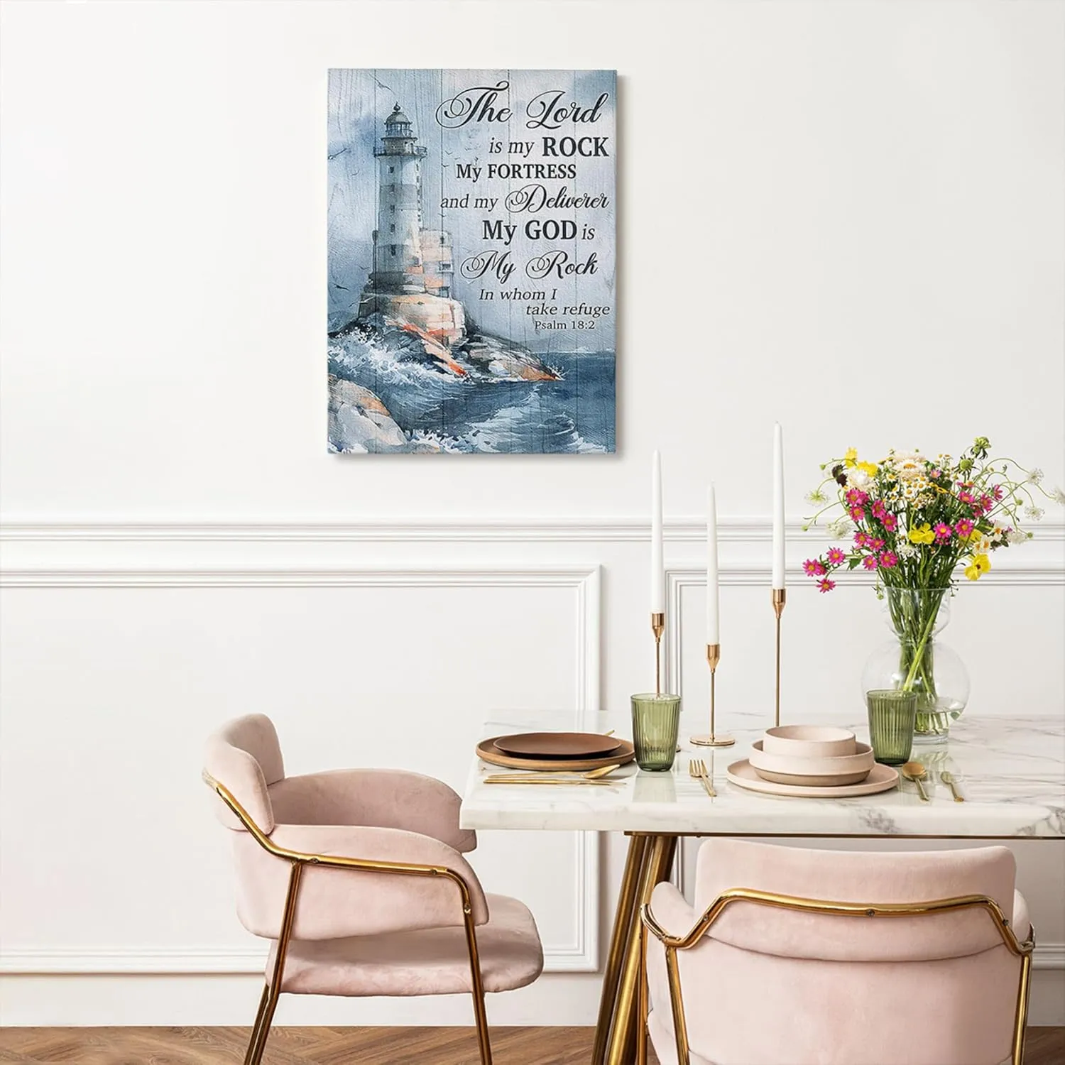 Tijuboni Christian Lighthouse Decor Wall Art Religious Ocean Pictures Poster Nautical Coastal Canvas Prints Painting Framed Artwork for Bathroom Bedroom Living Room 12"x16"