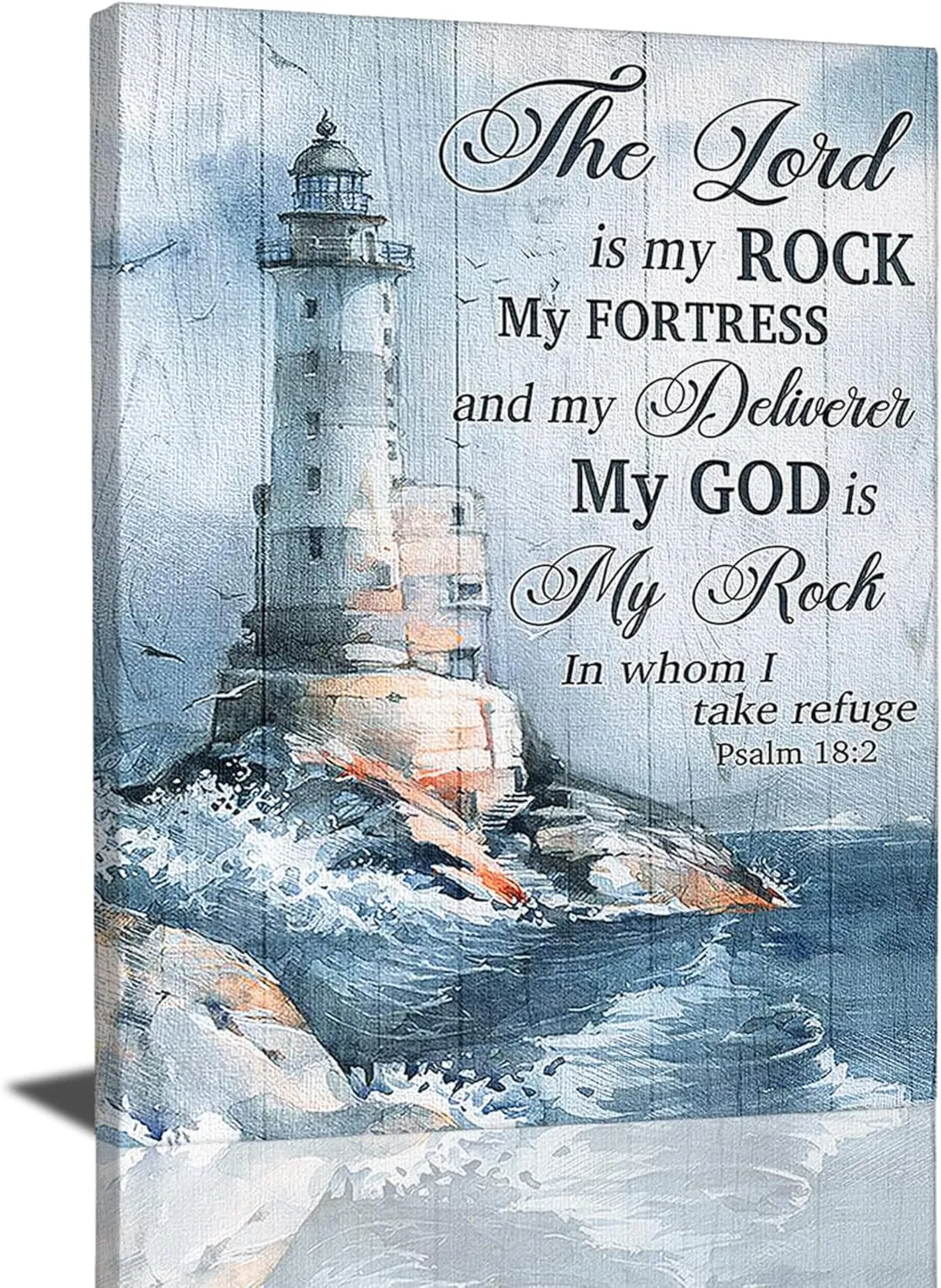 Tijuboni Christian Lighthouse Decor Wall Art Religious Ocean Pictures Poster Nautical Coastal Canvas Prints Painting Framed Artwork for Bathroom Bedroom Living Room 12"x16"