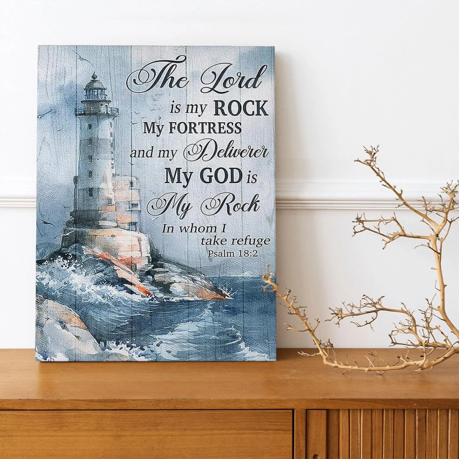 Tijuboni Christian Lighthouse Decor Wall Art Religious Ocean Pictures Poster Nautical Coastal Canvas Prints Painting Framed Artwork for Bathroom Bedroom Living Room 12"x16"