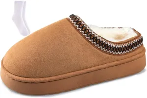 TOCONFFON Women's Fuzzy Cozy Warm Slippers Lightweight Platform House Slippers Fluffy Anti-Skid Plush Memory Foam Indoor Outdoor Home Shoes