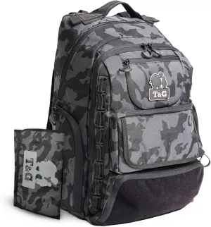 Toddlers and Gunners Dad Diaper Bag, With Diaper Changing Mat, USB Port & Laptop Compartment. Diaper Bag Backpack with Straps for Stroller. Large Diaper Bag for men and women (Black Camo).