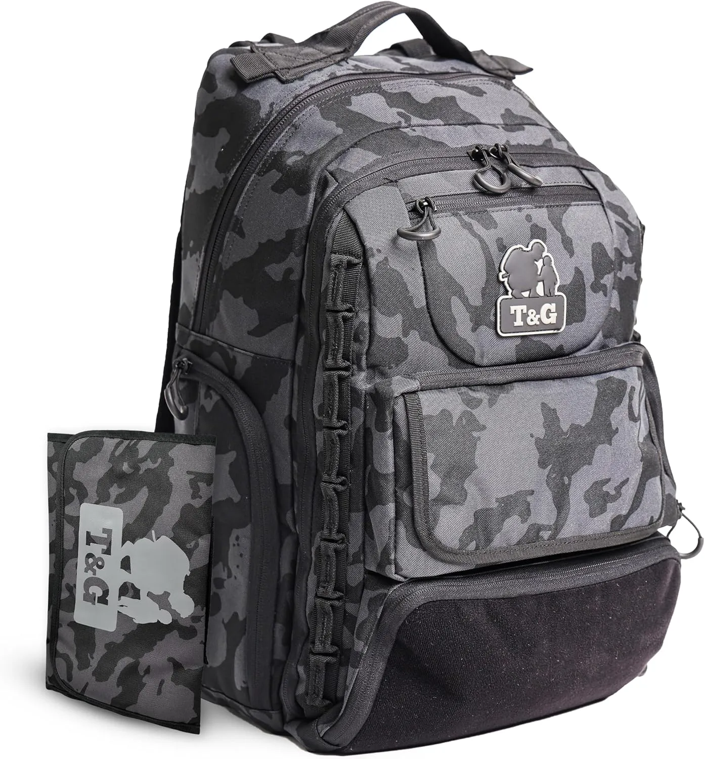 Toddlers and Gunners Dad Diaper Bag, With Diaper Changing Mat, USB Port & Laptop Compartment. Diaper Bag Backpack with Straps for Stroller. Large Diaper Bag for men and women (Black Camo).