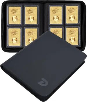 TopLoader Binder 4 Pocket, Top Loader Binder Holds 128 Cards, Trading Card Binder for 3" x 4" Rigid Card, 16 Double Sided Pages (Black)
