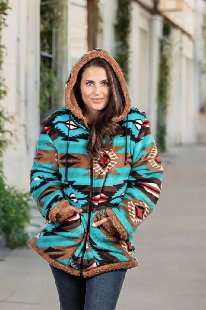 TrailCrest Ladies Smart Plush Sherpa Lined Hooded Sweater Jacket, Zip Up Classic