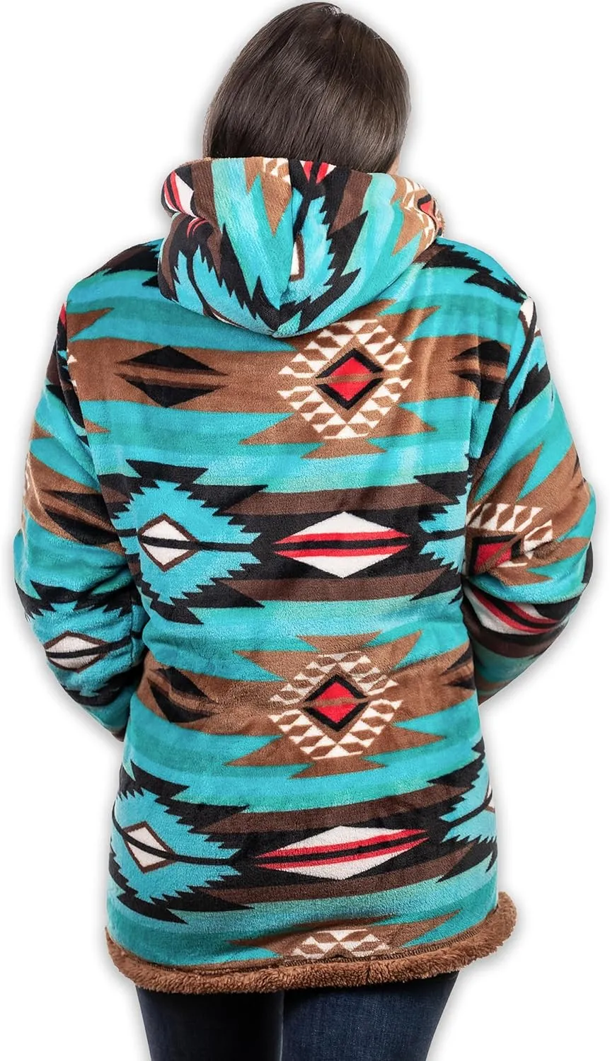 TrailCrest Ladies Smart Plush Sherpa Lined Hooded Sweater Jacket, Zip Up Classic