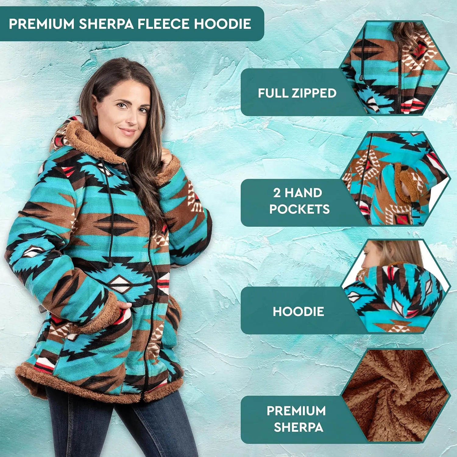 TrailCrest Ladies Smart Plush Sherpa Lined Hooded Sweater Jacket, Zip Up Classic