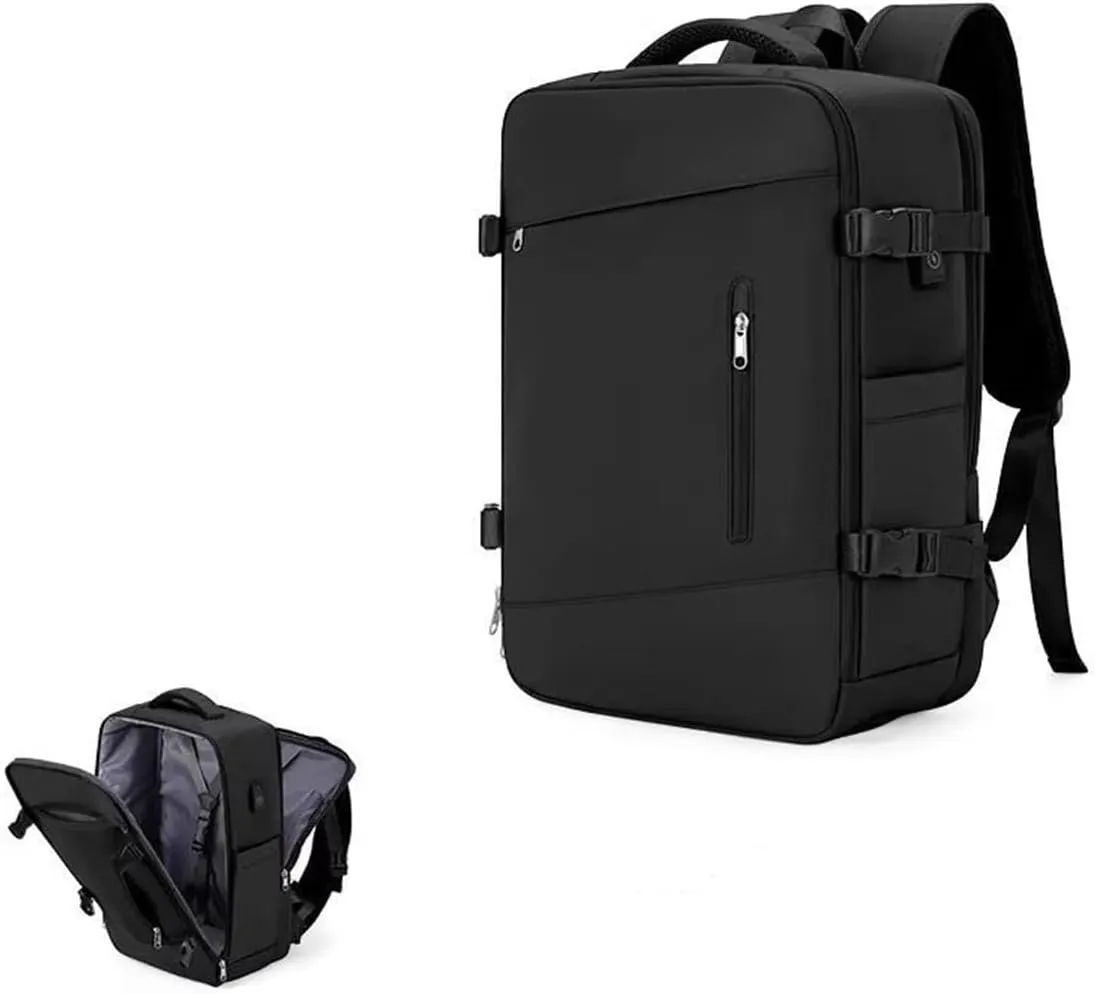 Travel backpack 17-inch Laptop Backpack for Work and Travel, Large Capacity, USB Charger Port, Anti-Theft Design (Black)