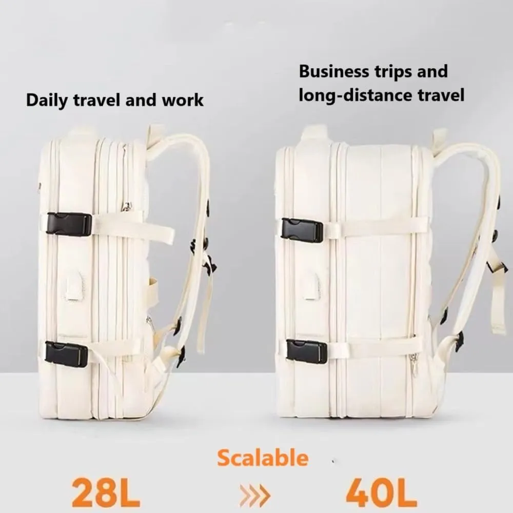 Travel backpack 17-inch Laptop Backpack for Work and Travel, Large Capacity, USB Charger Port, Anti-Theft Design (Off white)