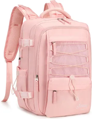 Travel Backpack for Women Men 17 Inch Laptop Backpacks with USB Port Carry on Bag Airline Approved Large College School Bookbags Waterproof Work Business Sport Rucksack Casual Daypack (Pink)