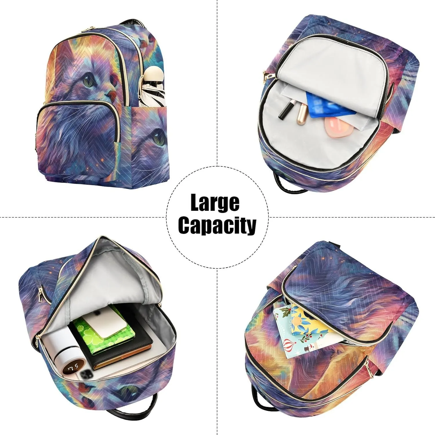 Travel Backpack Purse for Women Fashion Anti-theft Work Casual Animal Cat Pattern Daypack Shoulder Bag