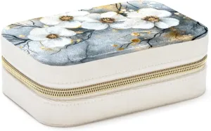Travel Jewelry Case for Women Girls, Jewelry Organizer Portable Jewelry Storage Display Holder for Necklace Stud Earrings Ring - Abstract Flowers Branches