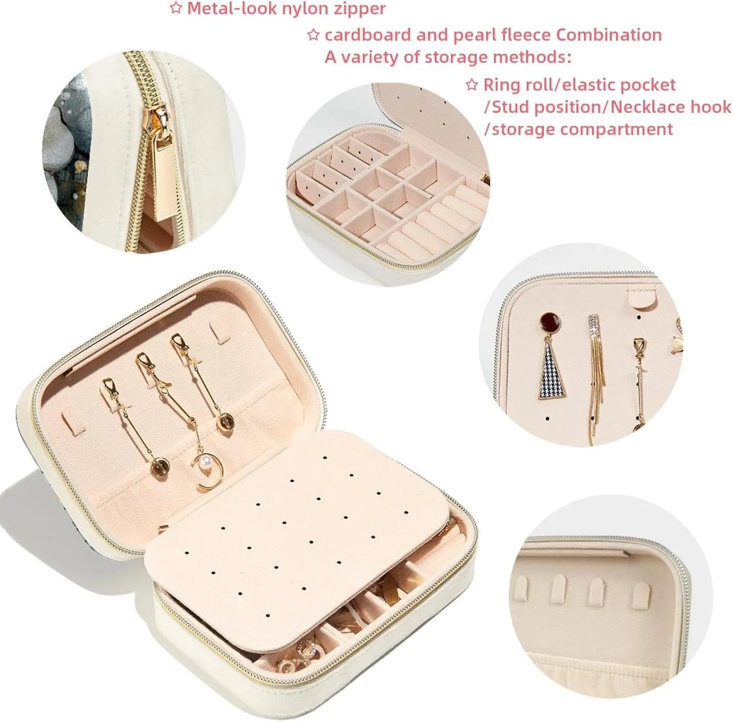 Travel Jewelry Case for Women Girls, Jewelry Organizer Portable Jewelry Storage Display Holder for Necklace Stud Earrings Ring - Abstract Flowers Branches
