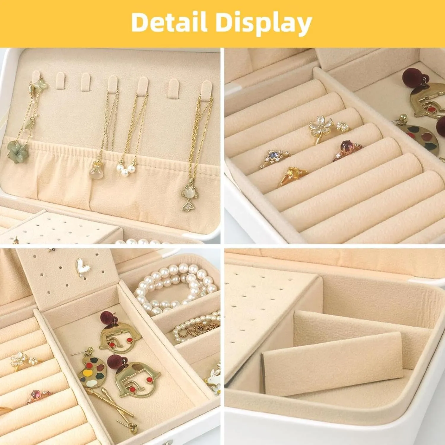Travel Jewelry Case for Women Girls, Jewelry Organizer Portable Jewelry Storage Display Holder for Necklace Stud Earrings Ring - Tropical Birds Toucan