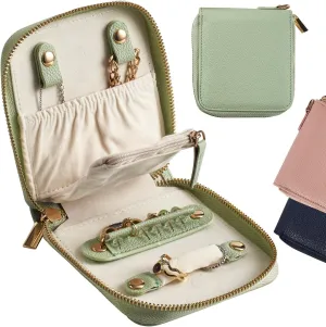 Travel Jewelry Organizer Case - for Tangle-Free Necklaces, Earrings, Rings, Bracelets Storage, Travel Essentials, Fashion Portable Jewelry Travel bags for Women - Small Macaron Green