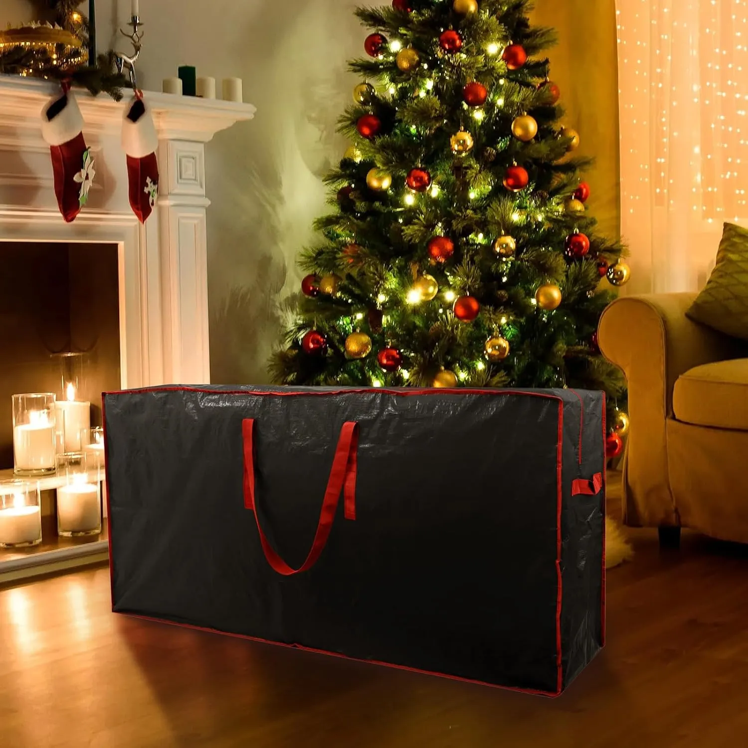 TREE STORAGE BAG 2-pack Christmas Tree Storage Bag Fits Up to 7.5 Ft Tall Disassembled Tree 45 X 15 X 20 INCH Holiday Storages Waterproof Material Protects Dust Container with Handles Sleek Zipper