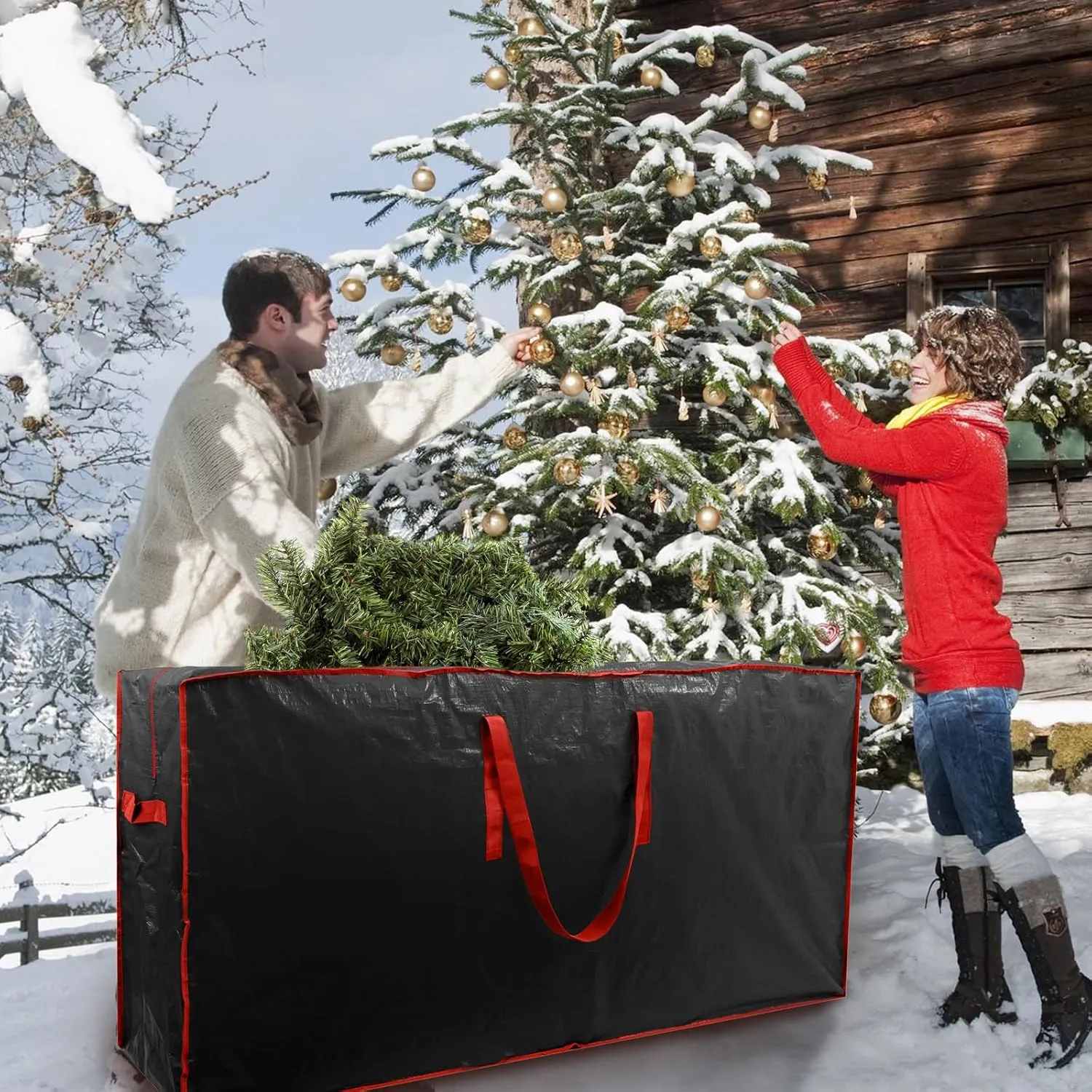 TREE STORAGE BAG 2-pack Christmas Tree Storage Bag Fits Up to 7.5 Ft Tall Disassembled Tree 45 X 15 X 20 INCH Holiday Storages Waterproof Material Protects Dust Container with Handles Sleek Zipper