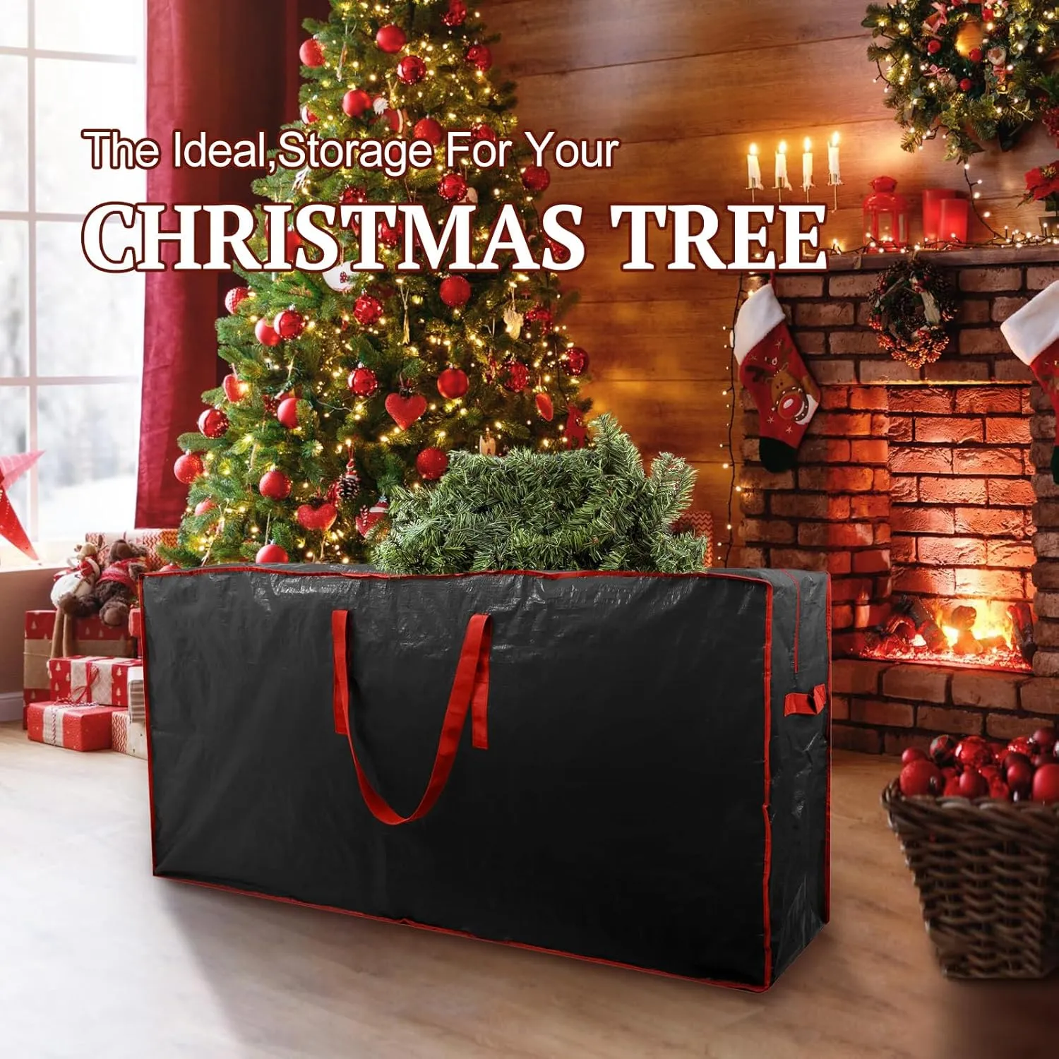TREE STORAGE BAG 2-pack Christmas Tree Storage Bag Fits Up to 7.5 Ft Tall Disassembled Tree 45 X 15 X 20 INCH Holiday Storages Waterproof Material Protects Dust Container with Handles Sleek Zipper