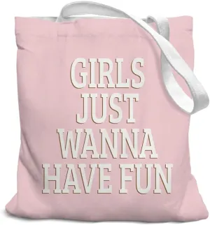 Trendy Preppy Pink Cowgirl Canvas Tote Bag for Women Teen Girls, Girls Tote Bag, Girls Just Wanna Have Fun, Trendy Gifts for Women Teens Teen Girls