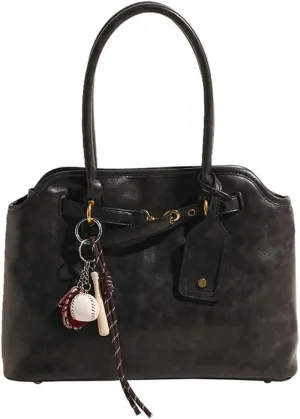 Trendy Tote Bag for Women PU Leather Hobo Shoulder Bag Large Vintage Purses Handbag for Work Travel