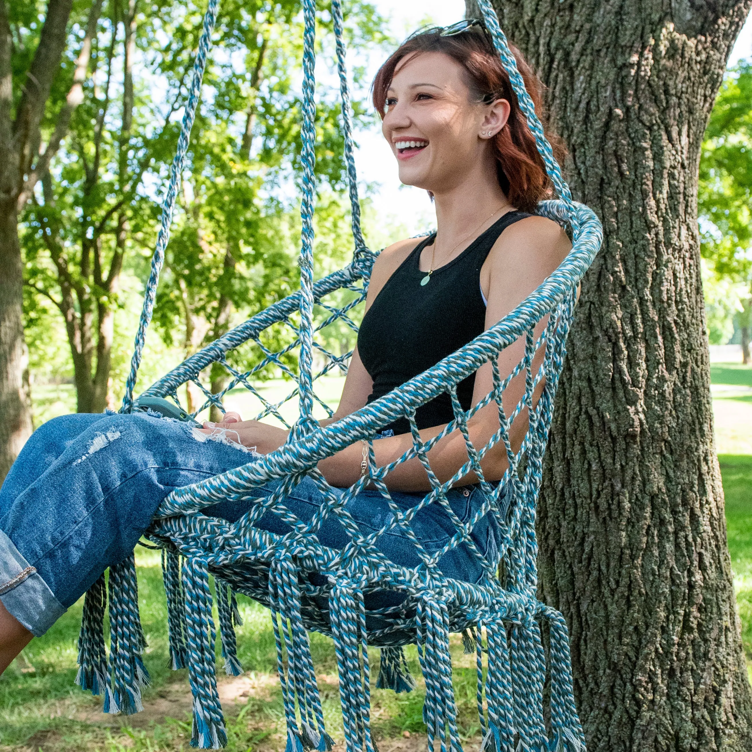 Tri-Weave Macrame Hammock Chair
