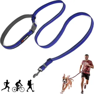 Tuff Pupper Hands Free Adjustable Length Dog Leash | Lightweight for Running Jogging Walking | Padded Waist Belt (24-50 inch) | Adjusts 3 to 6 Feet Length | Strong Ballistic Nylon w/Reflective Strips