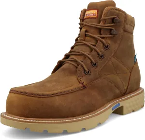 Twisted X Men's 6" Work Boot, Moc Toe Nano Toe with CellStretch, Golden Tan, 9 M