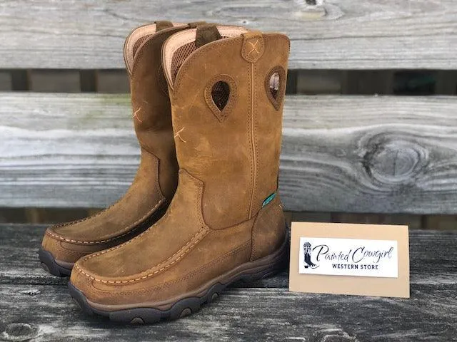 Twisted X Men's Brown Leather Pull On WaterProof Work Boots MHKBW01