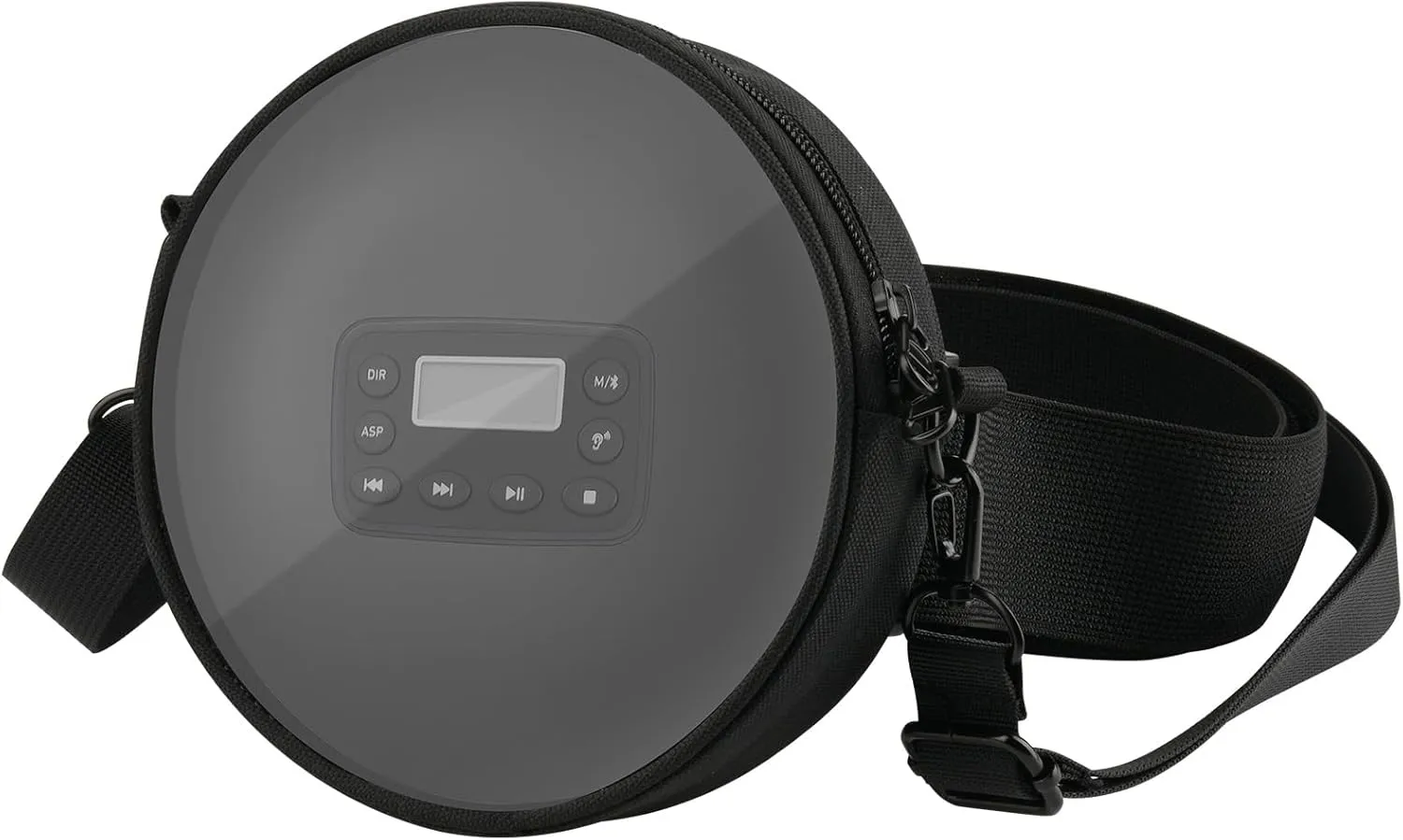 TXEsign CD Player Case, 6“ CD Player Storage Bag Disk player Case, with Adjustable Shoulder Strap Waist Band, CD Player Storage Bag Case with Transparent Window, Black