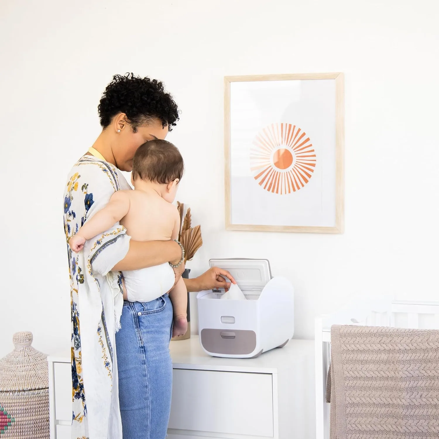 Ubbi Portable Diaper Caddy and Changing Mat, Diaper Storage, Caddy Organizer, Stores Baby Diapers, Wipes & Baby Accessories, Taupe