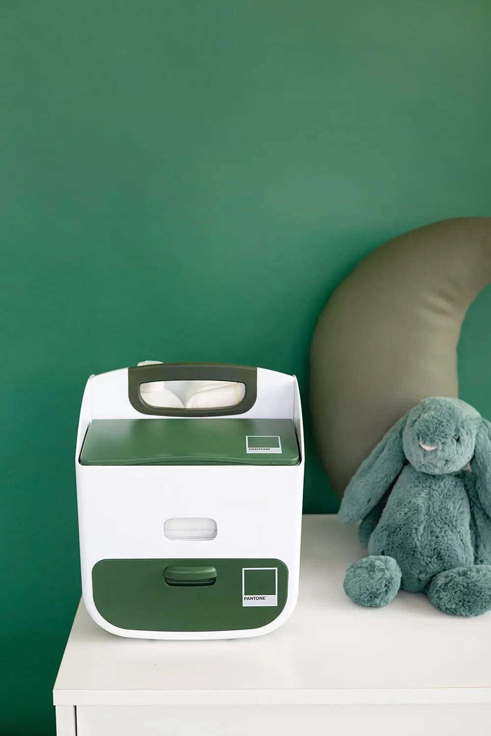 Ubbi Portable Diaper Changing Station Diaper Storage Caddy Organizer, Stores Baby Diapers, Wipes & Baby Accessories, Pantone Green